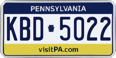 PA license plate KBD5022