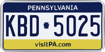 PA license plate KBD5025