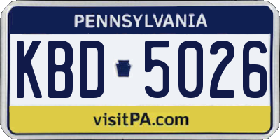 PA license plate KBD5026