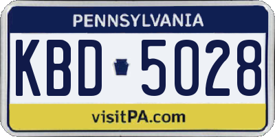 PA license plate KBD5028