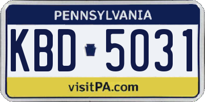PA license plate KBD5031