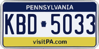 PA license plate KBD5033
