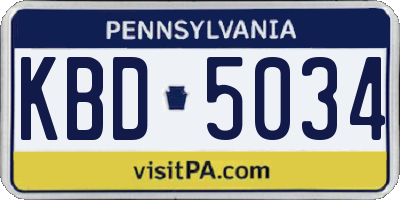 PA license plate KBD5034