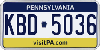 PA license plate KBD5036