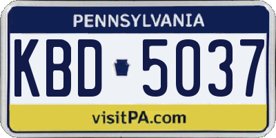 PA license plate KBD5037