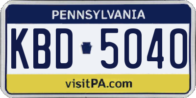PA license plate KBD5040