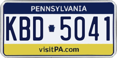 PA license plate KBD5041