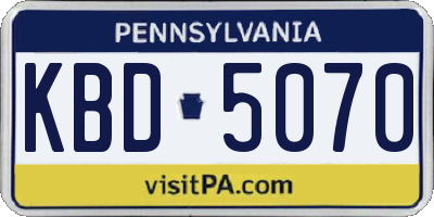 PA license plate KBD5070