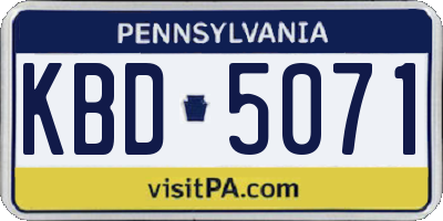 PA license plate KBD5071