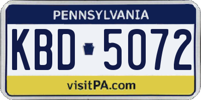 PA license plate KBD5072