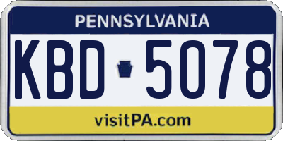 PA license plate KBD5078