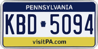 PA license plate KBD5094