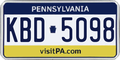 PA license plate KBD5098