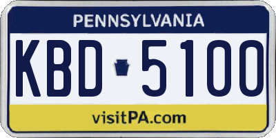 PA license plate KBD5100