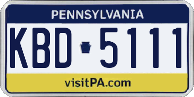 PA license plate KBD5111