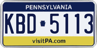 PA license plate KBD5113