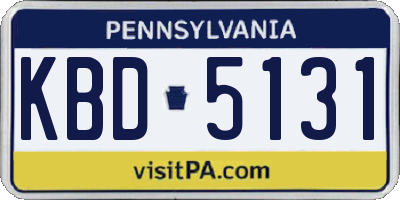 PA license plate KBD5131
