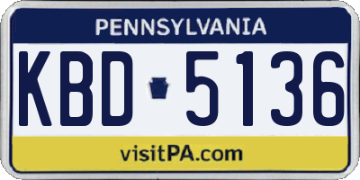PA license plate KBD5136