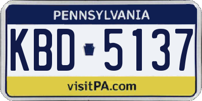 PA license plate KBD5137