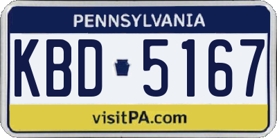PA license plate KBD5167