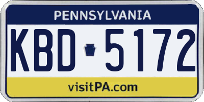 PA license plate KBD5172