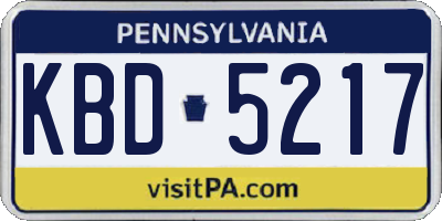 PA license plate KBD5217