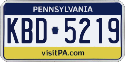 PA license plate KBD5219
