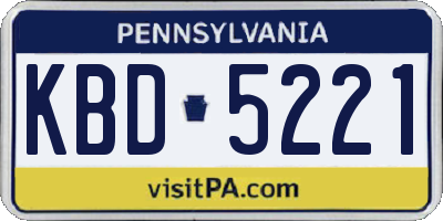 PA license plate KBD5221