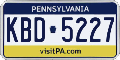 PA license plate KBD5227
