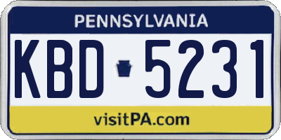 PA license plate KBD5231