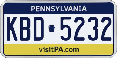 PA license plate KBD5232