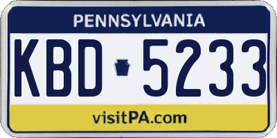 PA license plate KBD5233