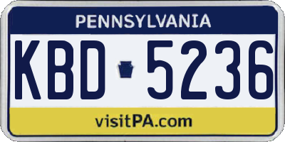 PA license plate KBD5236