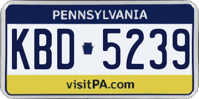 PA license plate KBD5239