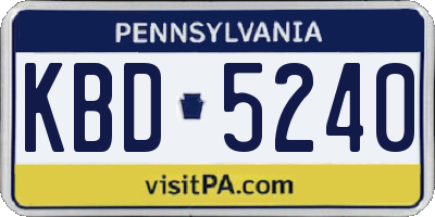 PA license plate KBD5240