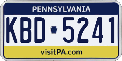 PA license plate KBD5241