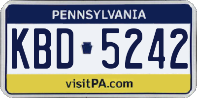 PA license plate KBD5242