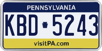PA license plate KBD5243