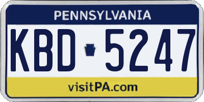 PA license plate KBD5247