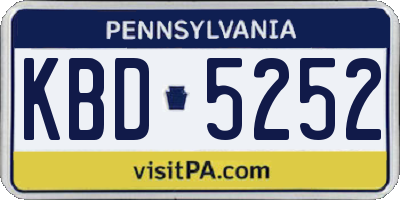 PA license plate KBD5252