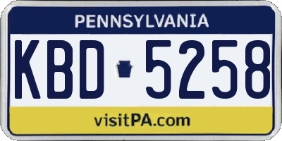 PA license plate KBD5258