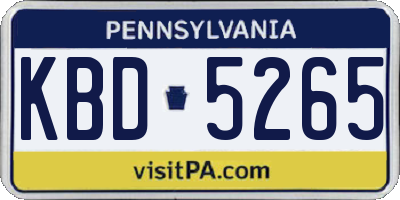 PA license plate KBD5265