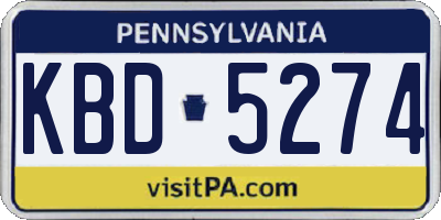 PA license plate KBD5274