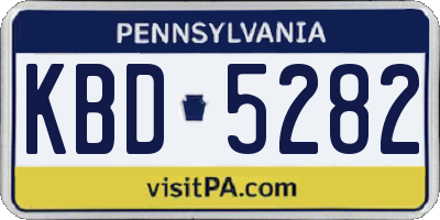 PA license plate KBD5282