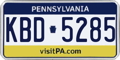 PA license plate KBD5285