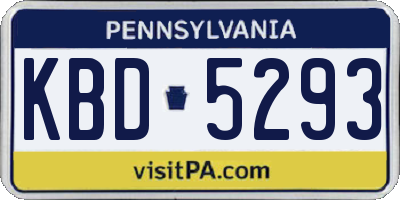 PA license plate KBD5293