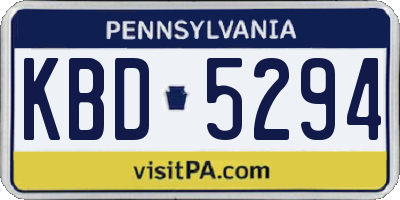 PA license plate KBD5294