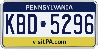 PA license plate KBD5296