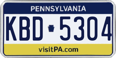 PA license plate KBD5304