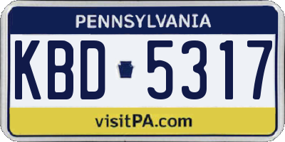 PA license plate KBD5317
